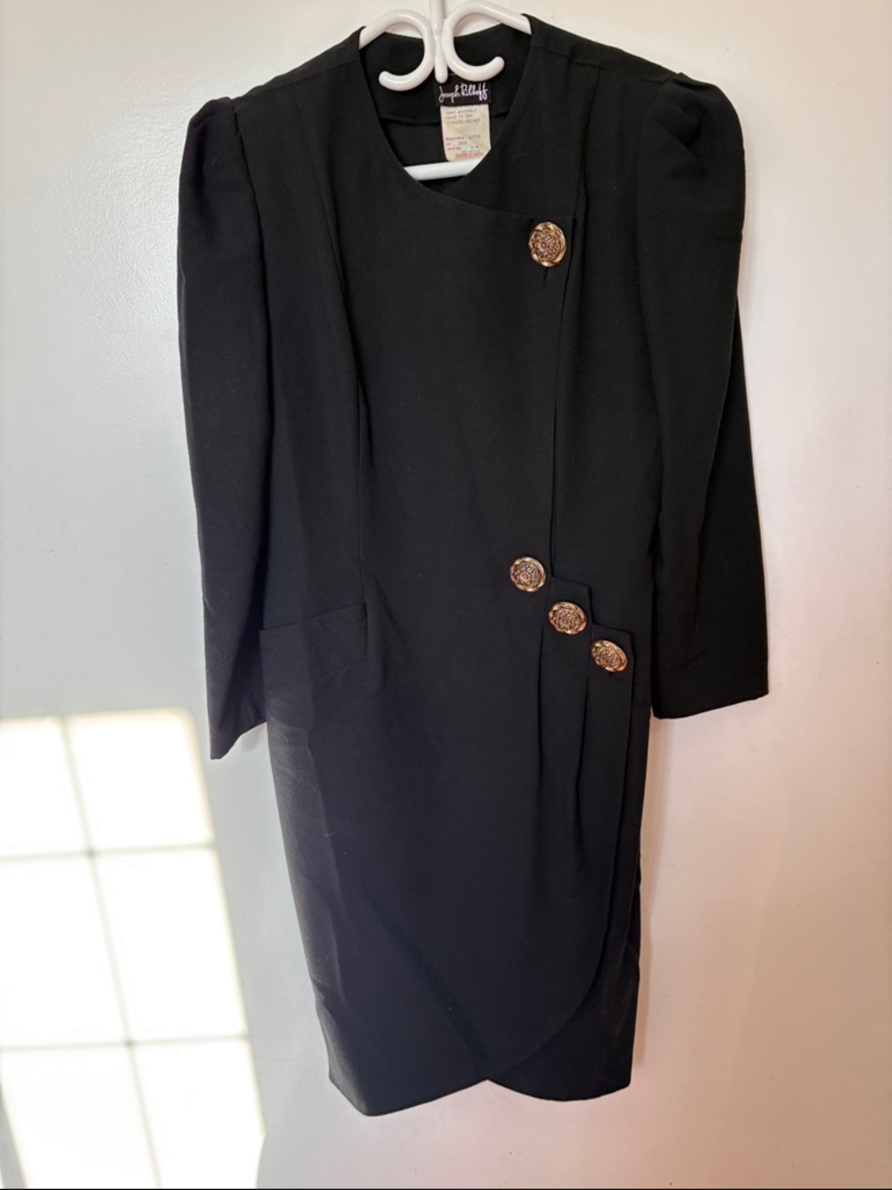 Joseph Ribkoff- Vintage-Inspired Black Dress with Gold Buttons